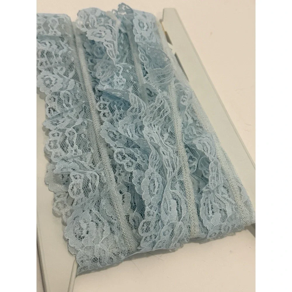 VTG Blue Lace Trim Ribbon 4.7 Yards‎ Floral Scalloped Sewing Craft Embellishment